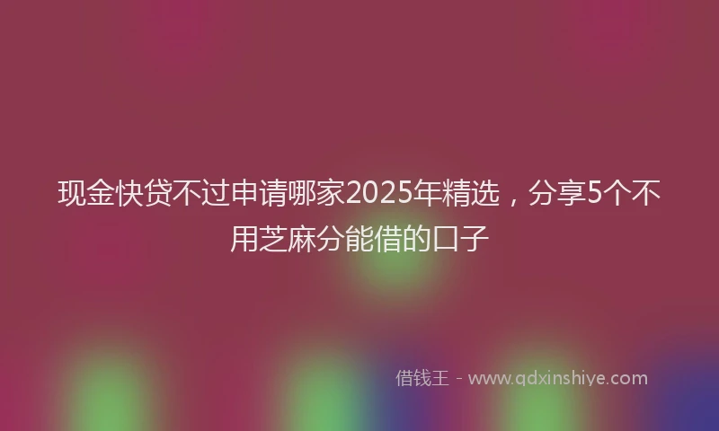现金快贷不过申请哪家2025年精选，分享5个不用芝麻分能借的口子