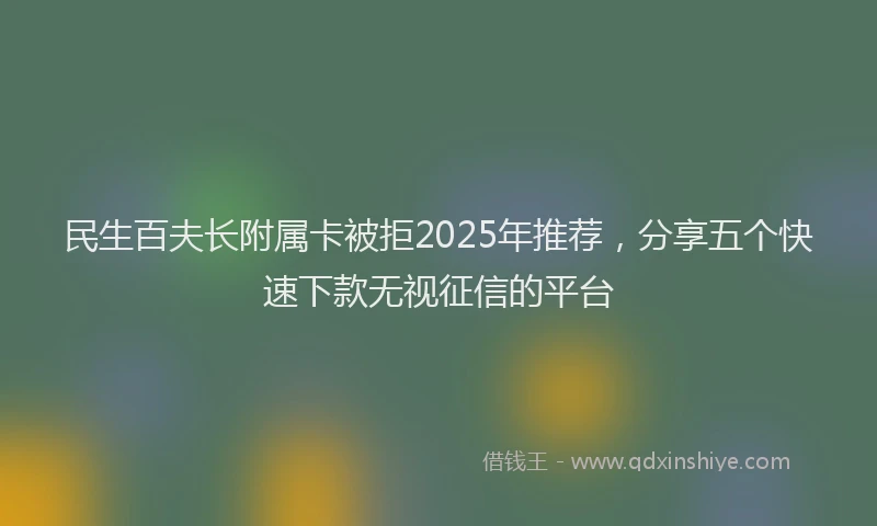 民生百夫长附属卡被拒2025年推荐，分享五个快速下款无视征信的平台