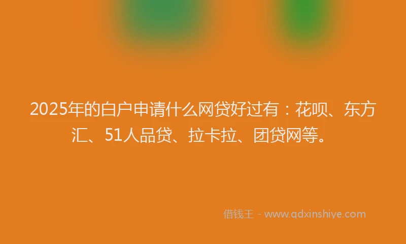 2025年的白户申请什么网贷好过有：花呗、东方汇、51人品贷、拉卡拉、团贷网等。