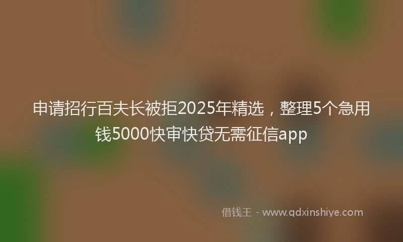 申请招行百夫长被拒2025年精选，整理5个急用钱5000快审快贷无需征信app