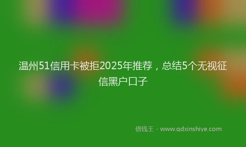 温州51信用卡被拒2025年推荐，总结5个无视征信黑户口子