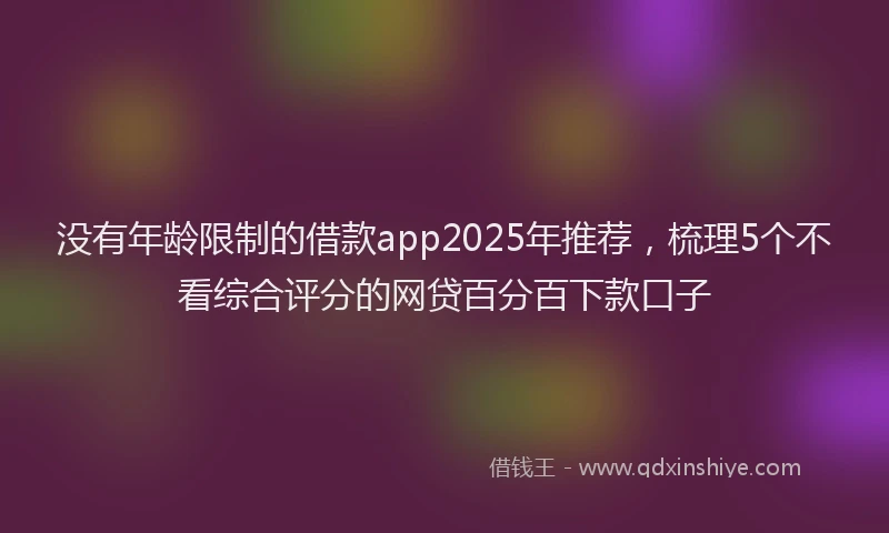 没有年龄限制的借款app2025年推荐，梳理5个不看综合评分的网贷百分百下款口子