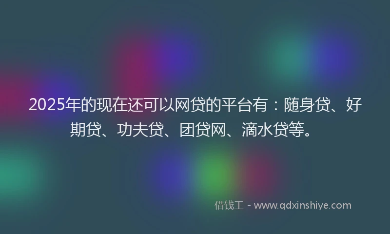 2025年的现在还可以网贷的平台有：随身贷、好期贷、功夫贷、团贷网、滴水贷等。