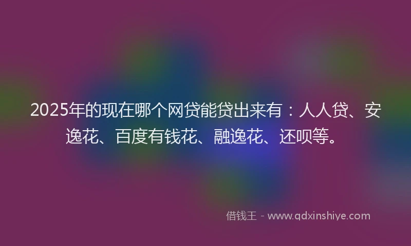 2025年的现在哪个网贷能贷出来有：人人贷、安逸花、百度有钱花、融逸花、还呗等。