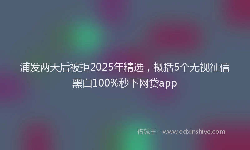 浦发两天后被拒2025年精选，概括5个无视征信黑白100%秒下网贷app