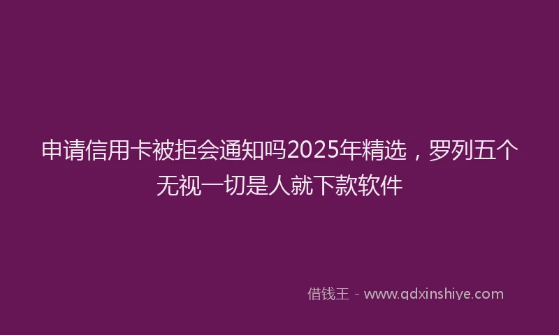 申请信用卡被拒会通知吗2025年精选，罗列五个无视一切是人就下款软件