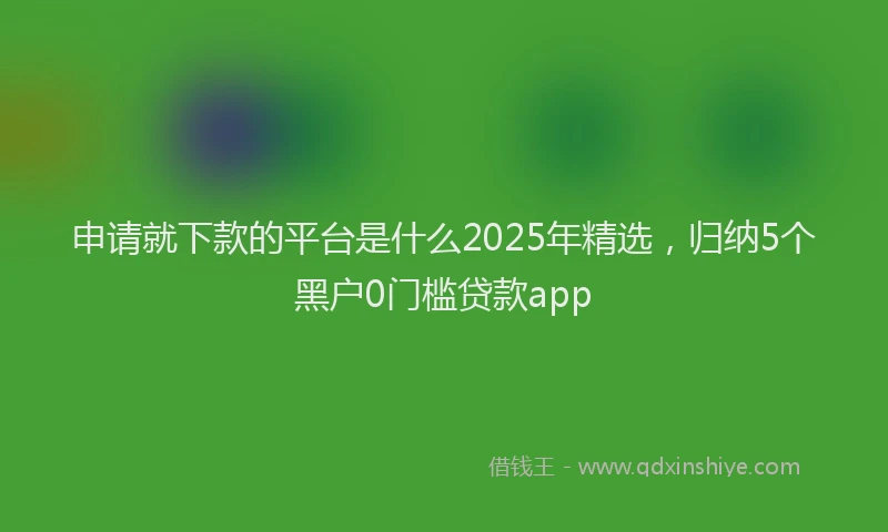 申请就下款的平台是什么2025年精选，归纳5个黑户0门槛贷款app