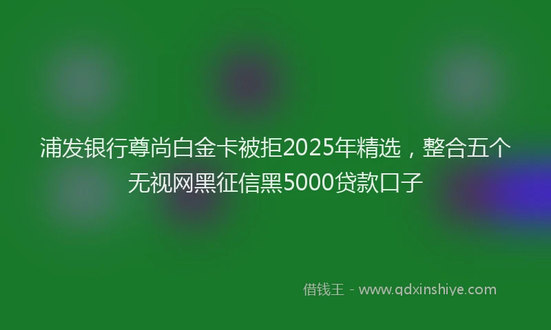 浦发银行尊尚白金卡被拒2025年精选，整合五个无视网黑征信黑5000贷款口子