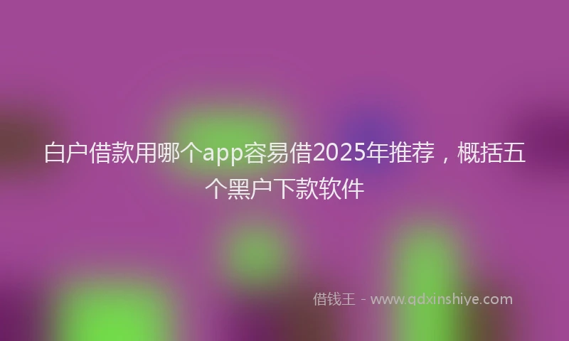 白户借款用哪个app容易借2025年推荐，概括五个黑户下款软件