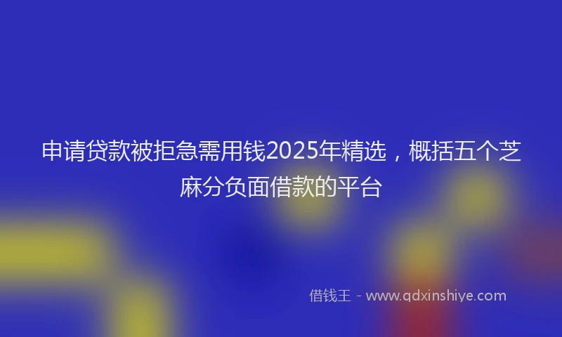 申请贷款被拒急需用钱2025年精选，概括五个芝麻分负面借款的平台