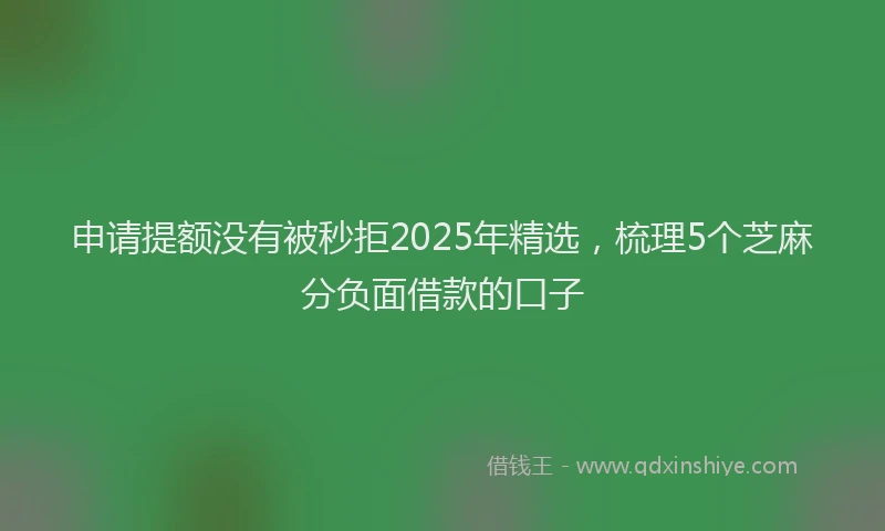 申请提额没有被秒拒2025年精选，梳理5个芝麻分负面借款的口子