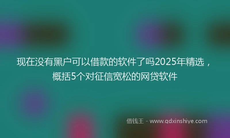 现在没有黑户可以借款的软件了吗2025年精选，概括5个对征信宽松的网贷软件