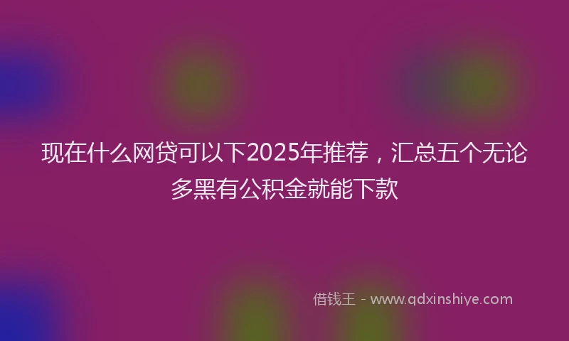现在什么网贷可以下2025年推荐，汇总五个无论多黑有公积金就能下款