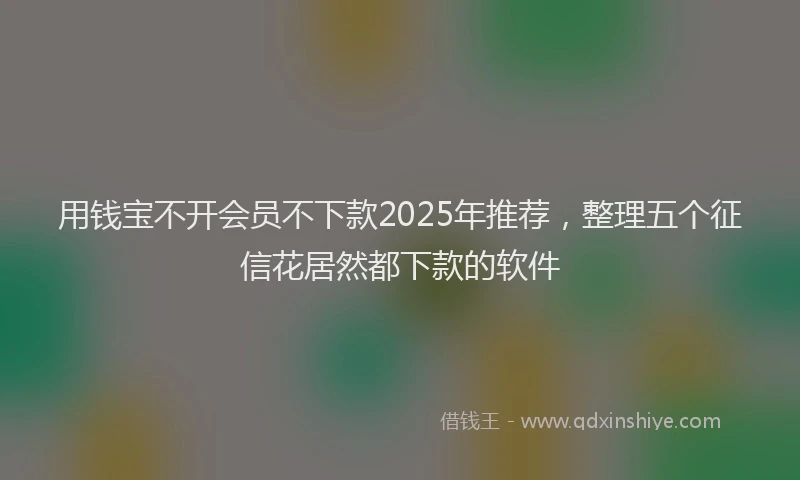 用钱宝不开会员不下款2025年推荐，整理五个征信花居然都下款的软件