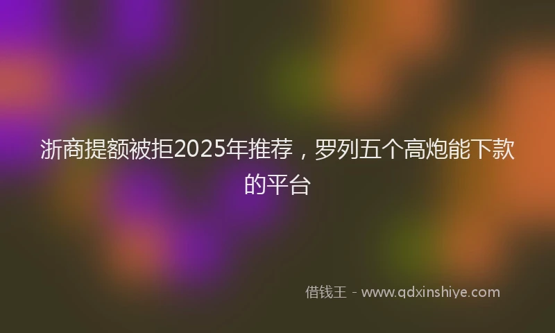 浙商提额被拒2025年推荐，罗列五个高炮能下款的平台