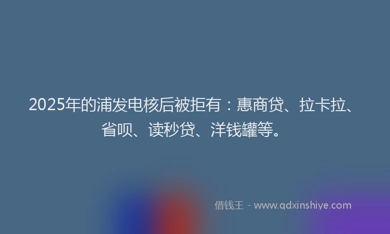2025年的浦发电核后被拒有：惠商贷、拉卡拉、省呗、读秒贷、洋钱罐等。