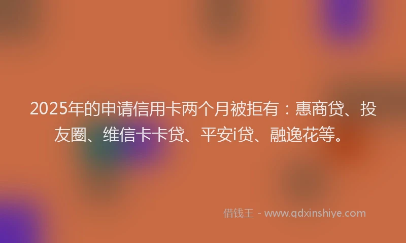 2025年的申请信用卡两个月被拒有：惠商贷、投友圈、维信卡卡贷、平安i贷、融逸花等。