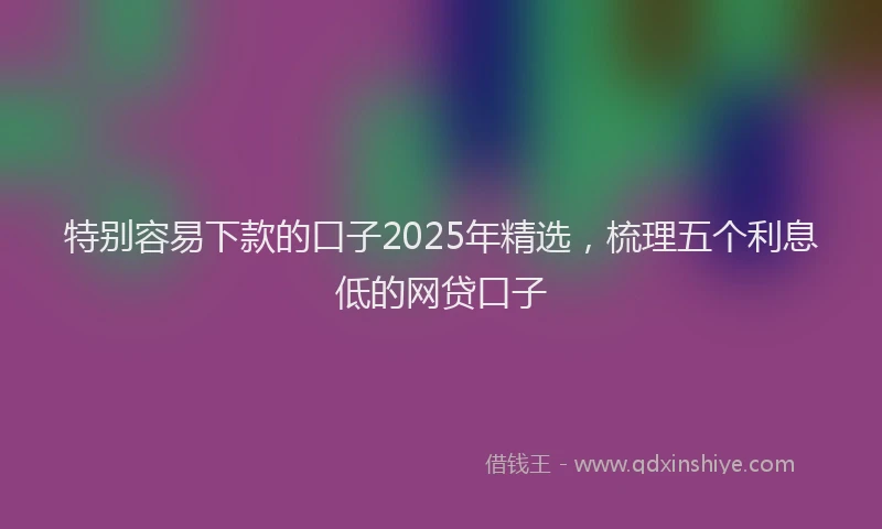 特别容易下款的口子2025年精选，梳理五个利息低的网贷口子