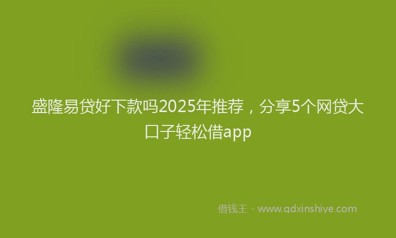 盛隆易贷好下款吗2025年推荐，分享5个网贷大口子轻松借app