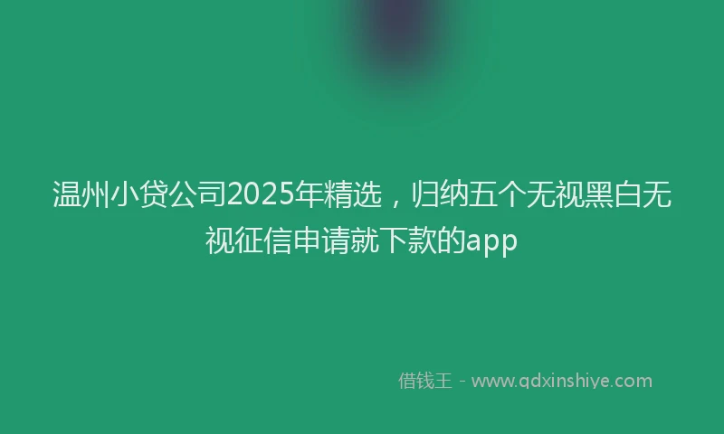 温州小贷公司2025年精选，归纳五个无视黑白无视征信申请就下款的app