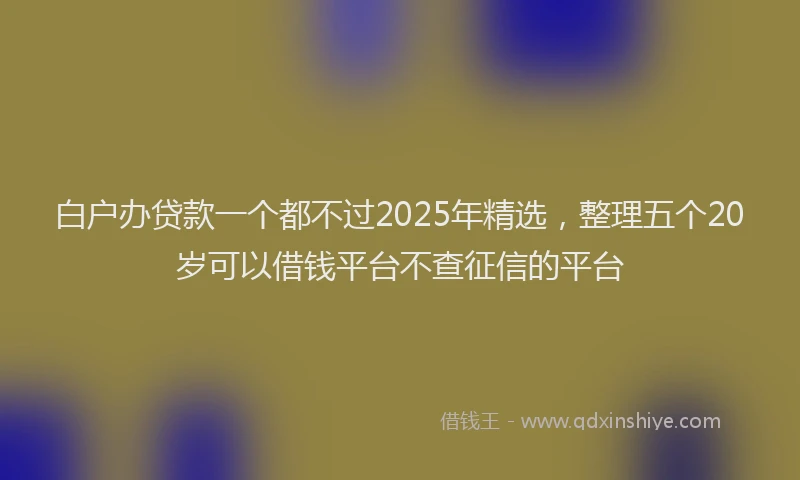 白户办贷款一个都不过2025年精选，整理五个20岁可以借钱平台不查征信的平台