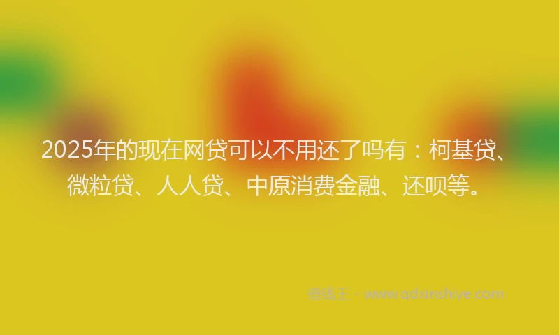 2025年的现在网贷可以不用还了吗有：柯基贷、微粒贷、人人贷、中原消费金融、还呗等。