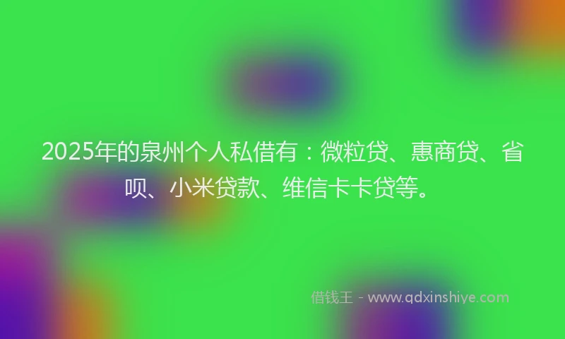 2025年的泉州个人私借有：微粒贷、惠商贷、省呗、小米贷款、维信卡卡贷等。