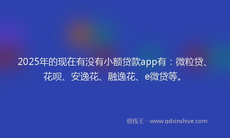 2025年的现在有没有小额贷款app有：微粒贷、花呗、安逸花、融逸花、e微贷等。
