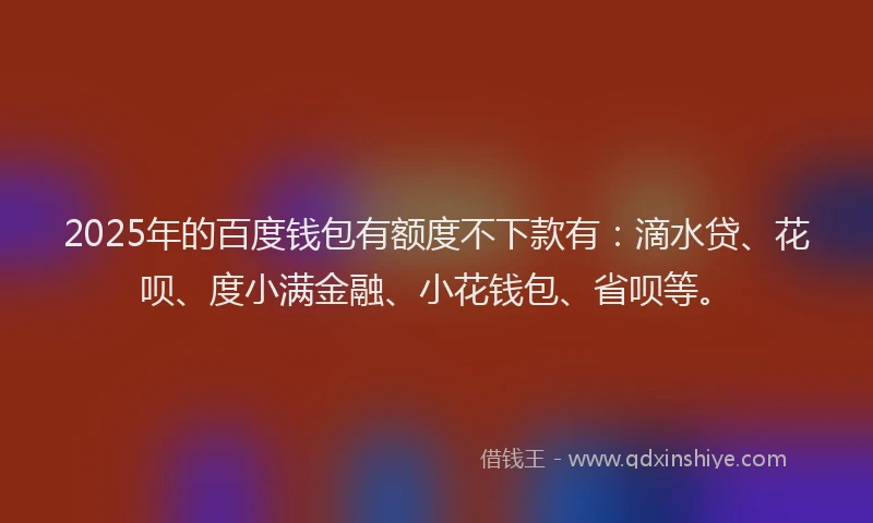 2025年的百度钱包有额度不下款有：滴水贷、花呗、度小满金融、小花钱包、省呗等。