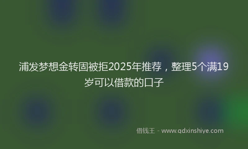 浦发梦想金转固被拒2025年推荐，整理5个满19岁可以借款的口子