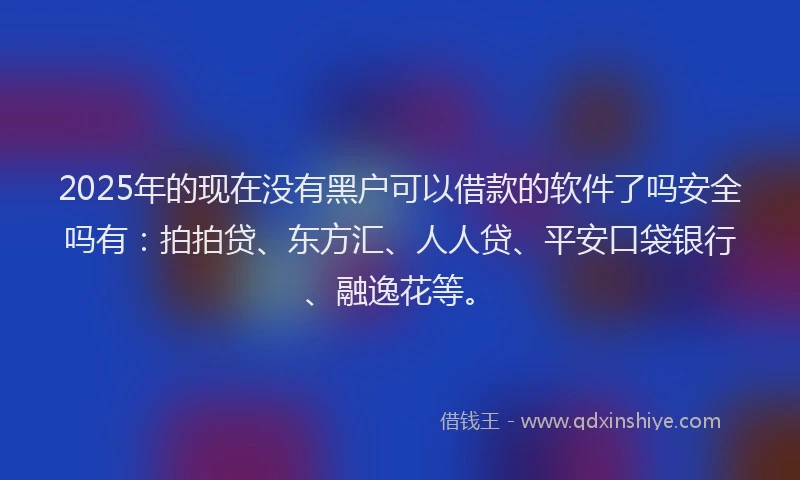 2025年的现在没有黑户可以借款的软件了吗安全吗有：拍拍贷、东方汇、人人贷、平安口袋银行、融逸花等。