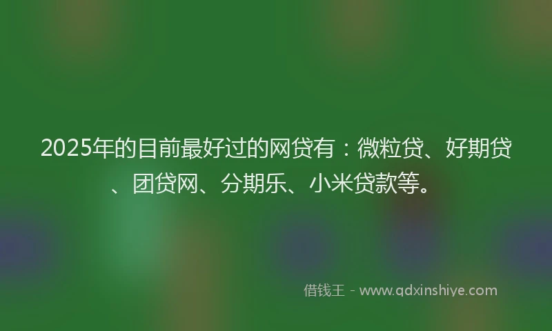 2025年的目前最好过的网贷有：微粒贷、好期贷、团贷网、分期乐、小米贷款等。