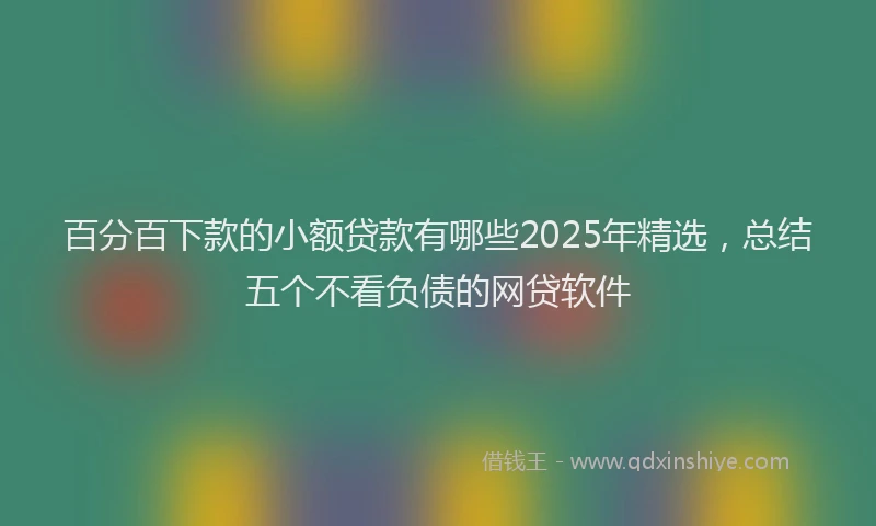 百分百下款的小额贷款有哪些2025年精选，总结五个不看负债的网贷软件