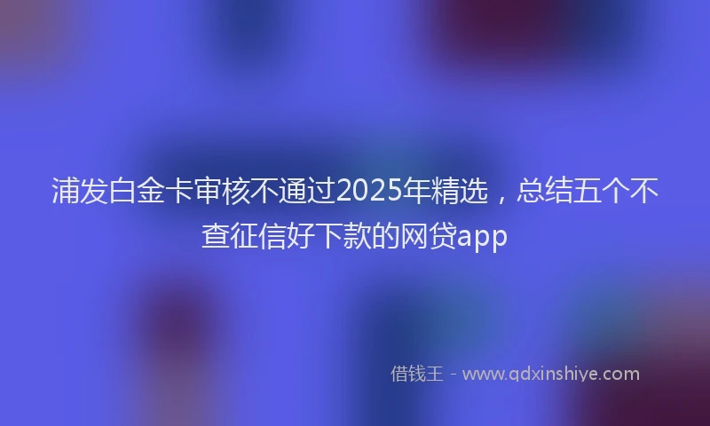 浦发白金卡审核不通过2025年精选，总结五个不查征信好下款的网贷app