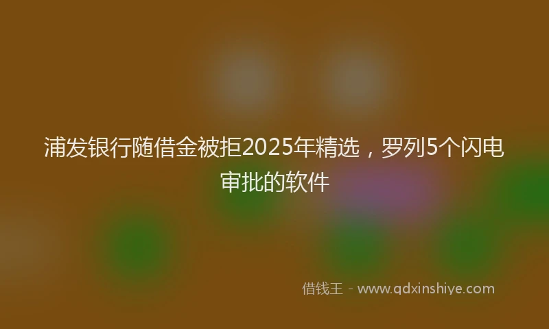 浦发银行随借金被拒2025年精选，罗列5个闪电审批的软件