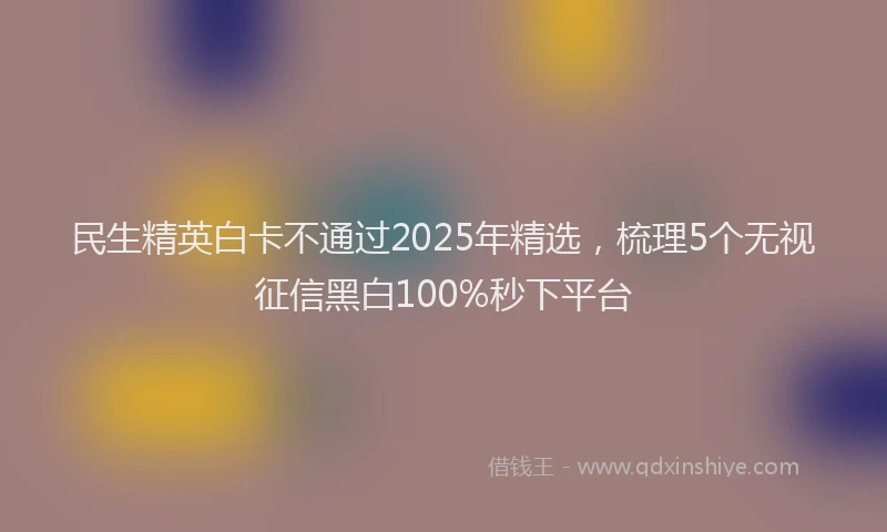 民生精英白卡不通过2025年精选，梳理5个无视征信黑白100%秒下平台