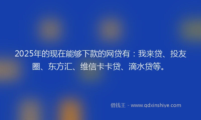 2025年的现在能够下款的网贷有：我来贷、投友圈、东方汇、维信卡卡贷、滴水贷等。