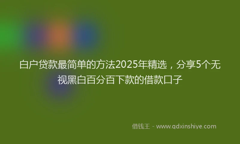 白户贷款最简单的方法2025年精选，分享5个无视黑白百分百下款的借款口子