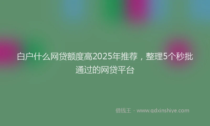 白户什么网贷额度高2025年推荐，整理5个秒批通过的网贷平台