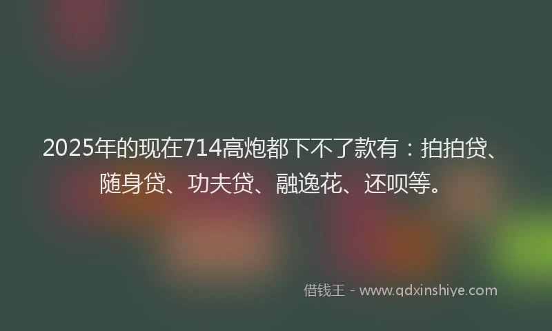 2025年的现在714高炮都下不了款有：拍拍贷、随身贷、功夫贷、融逸花、还呗等。