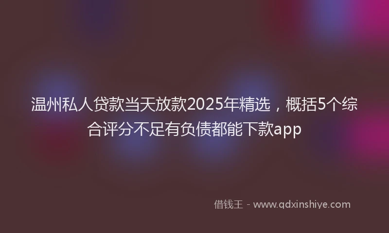 温州私人贷款当天放款2025年精选，概括5个综合评分不足有负债都能下款app