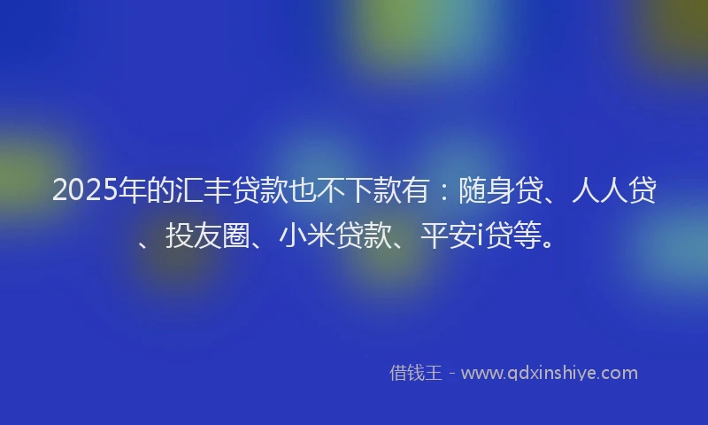 2025年的汇丰贷款也不下款有：随身贷、人人贷、投友圈、小米贷款、平安i贷等。