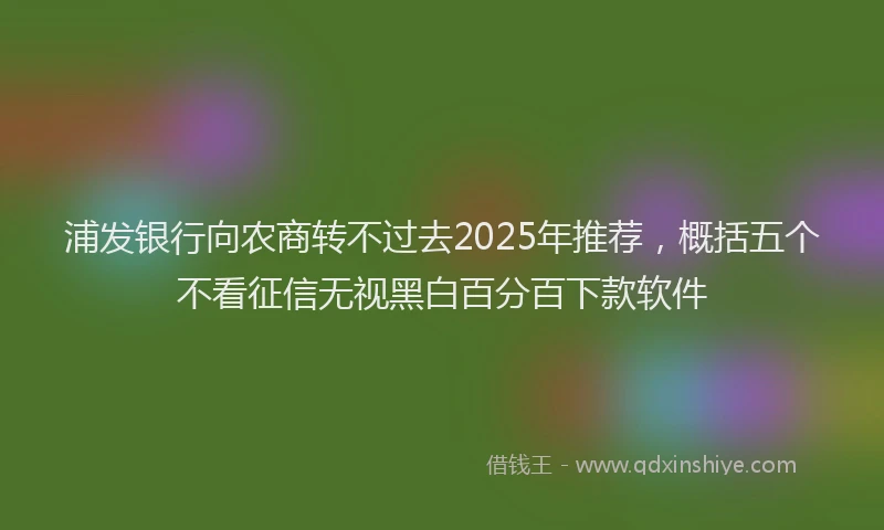 浦发银行向农商转不过去2025年推荐，概括五个不看征信无视黑白百分百下款软件