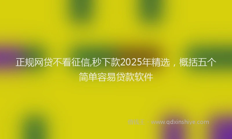 正规网贷不看征信,秒下款2025年精选，概括五个简单容易贷款软件