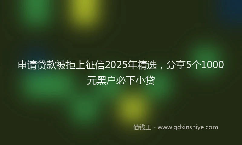申请贷款被拒上征信2025年精选，分享5个1000元黑户必下小贷