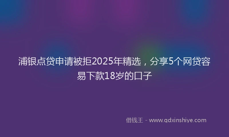 浦银点贷申请被拒2025年精选，分享5个网贷容易下款18岁的口子