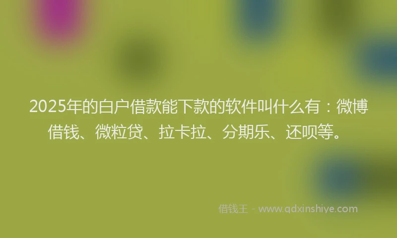 2025年的白户借款能下款的软件叫什么有：微博借钱、微粒贷、拉卡拉、分期乐、还呗等。