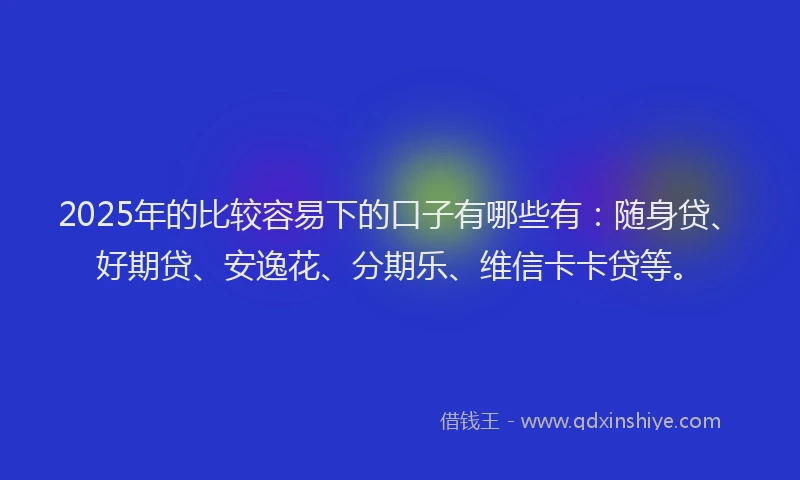 2025年的比较容易下的口子有哪些有：随身贷、好期贷、安逸花、分期乐、维信卡卡贷等。