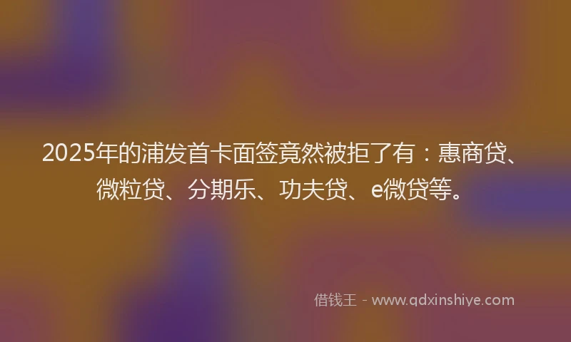 2025年的浦发首卡面签竟然被拒了有：惠商贷、微粒贷、分期乐、功夫贷、e微贷等。