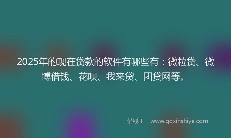 2025年的现在贷款的软件有哪些有：微粒贷、微博借钱、花呗、我来贷、团贷网等。